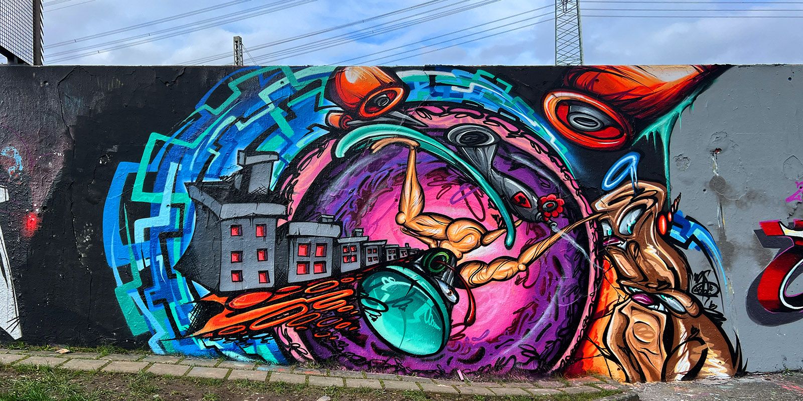 Neue Streetart auf der Flutschutzwand am Bostelbeker Hauptdeich